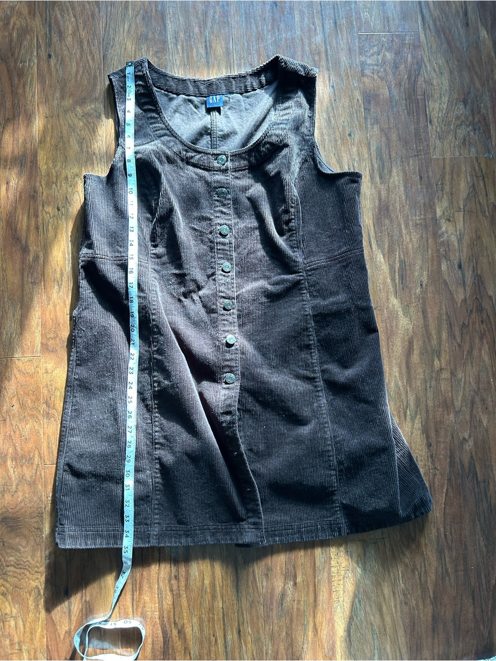 GAP Sleeveless Button-Front Mini Dress in Dark Brown - Picture 7 of 11